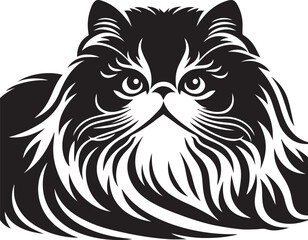 Persian cat vector in black and white © Sarmad