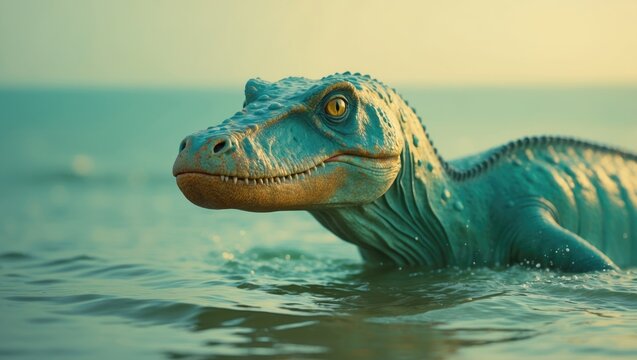 Kronosaurus, a marine reptile from the early Cretaceous period, coexisted with dinosaurs and belongs to the pliosaur family. Illustration.