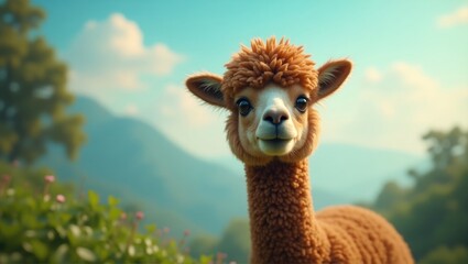 Obraz premium Young Brown Alpaca