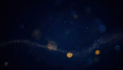 Fototapeta premium abstract digital wave of glowing particles in dark space, futuristic technology background with golden bokeh lights