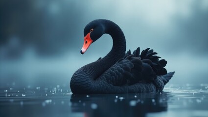 Image of a black swan, also known as Cygnus atratus. High-resolution photograph.