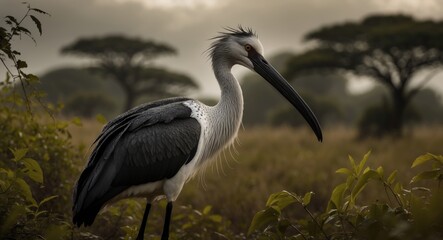 Fototapeta premium Marabou Stork in the African Landscape