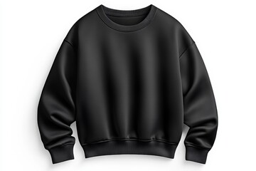 Create Highly Detailed Digital Artwork of a Sleek Black Sweatshirt Design for Fashion and Apparel Marketing Use