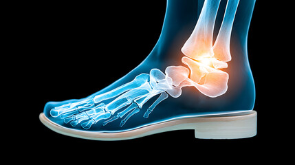 Ankle fracture assessment medical imaging x-ray clinical environment side view detailed anatomy illustration