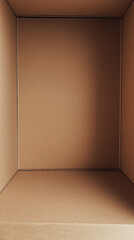 Open kraft box made of recycled cardboard