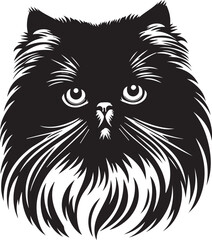 Persian cat vector in black and white