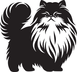 Persian cat vector in black and white
