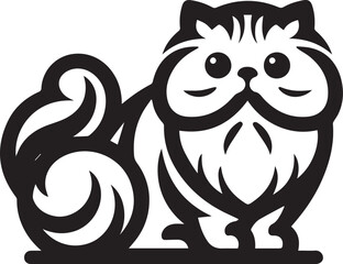 Persian cat vector in black and white