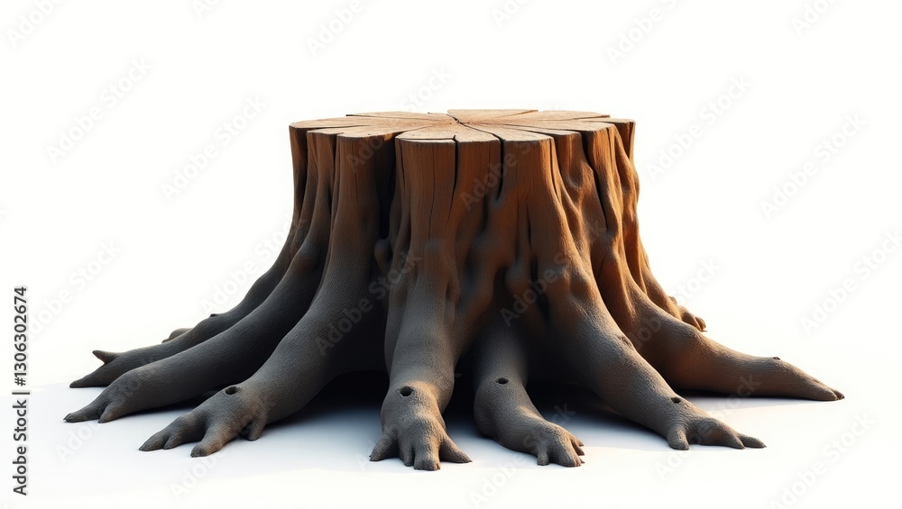 Poster eliminate the tree stump. isolated image of an old tree stump against a white background. a dying tr