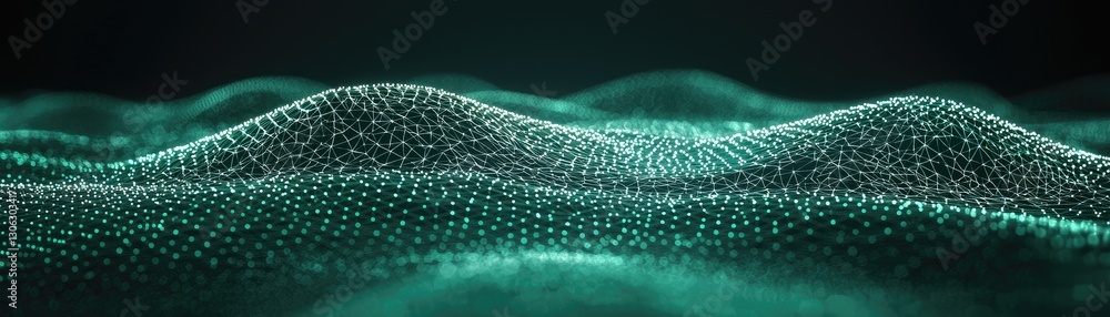 Poster teal data wave abstract background. tech design