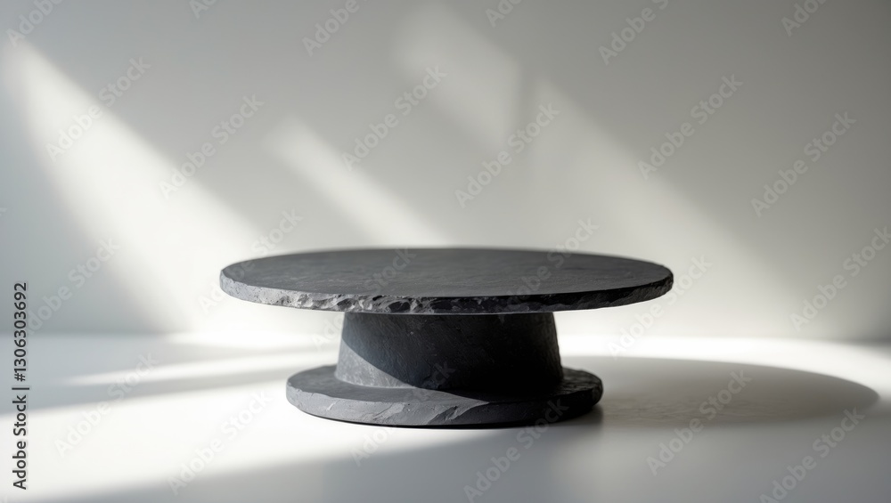 Poster circular slate platform set against a plain white background