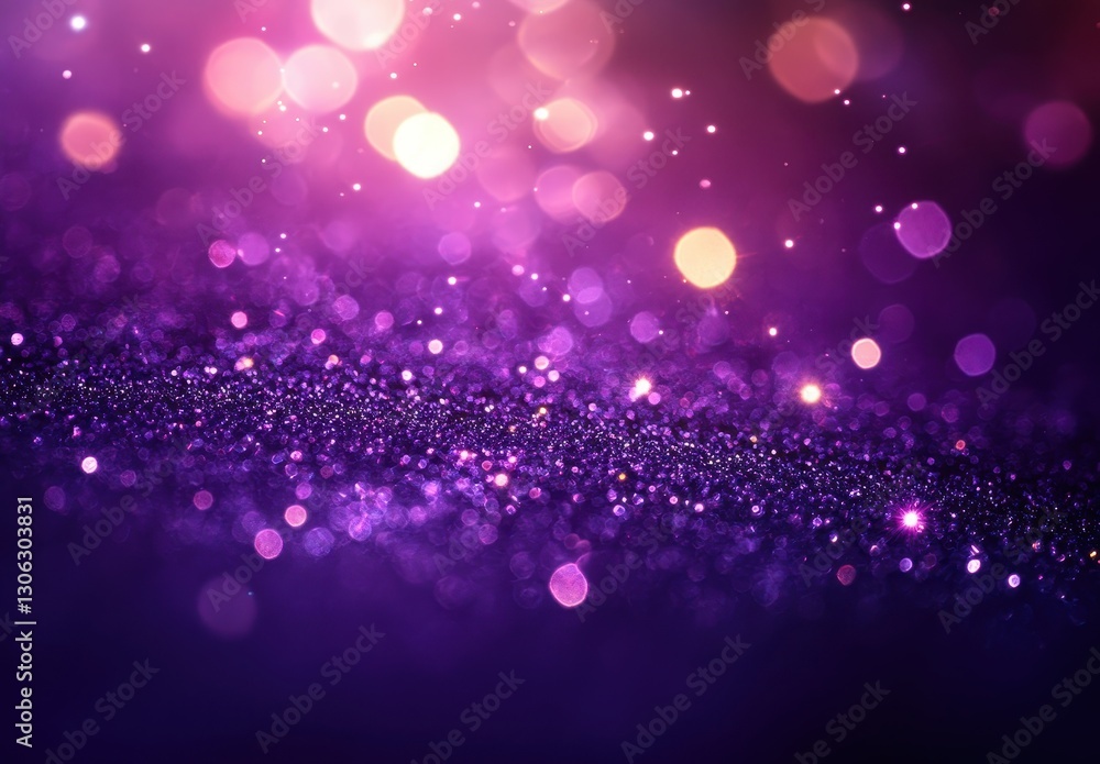 Aufkleber sparkling purple bokeh background with soft lights and shimmering glitter effect for creative design