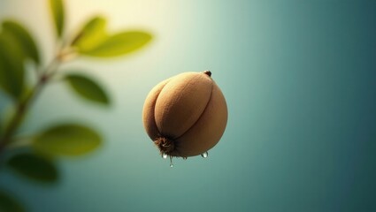 Fresh macadamia nut or macadamia integrifolia suspended from its plant.