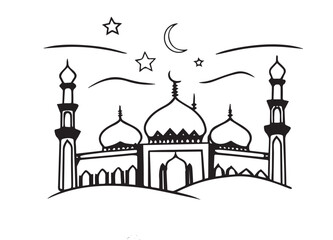 Graceful Mosque Silhouettes Pack,Minimalist Mosque Silhouettes: 6 Variations in Vector Format.