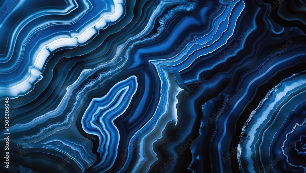 Poster continuous agate pattern. polished mineral. stunning texture of cerulean stone.