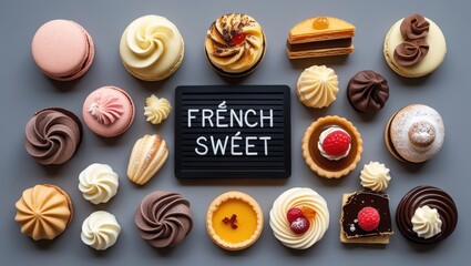 Elegant French Dessert Flat Lay: A Visual Delight of Classic Pastries