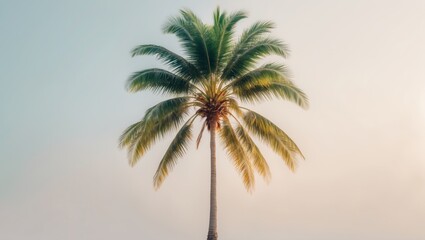 Isolate the palm tree. A coconut palm is featured with an alpha channel on a clear background, capturing a high-quality image ideal for expert presentations.