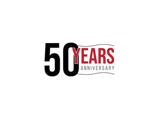 50 Years Celebration - 50 Years Anniversary Logo - Fifty Years Birthday, 50 Year Sign, Greeting Vector Illustration