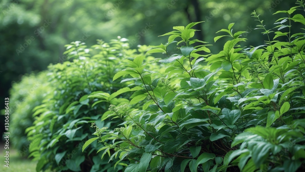 Poster eliminate the tree border. a line of vibrant green plants and trees set against a transparent backdr