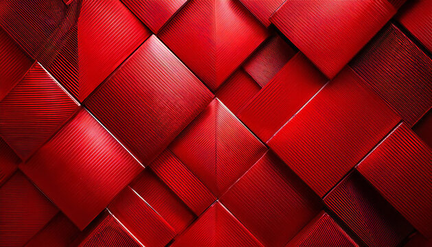 抽象的な赤の幾何学的形状。赤色の正方形のレイアウト背景。Abstract red geometric shapes.Red square layout background.