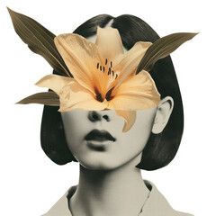PNG  Surreal floral portrait art