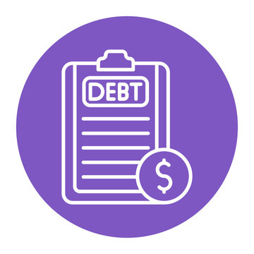 purple debt document with dollar sign clip art preview