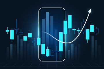 Stock Exchange Market Trading Graph Digital Screen with Rising Candle Stick Showing Investment Growth and Financial Trends for Trade Analysis Economic  and Market Dashboard Visualization Background