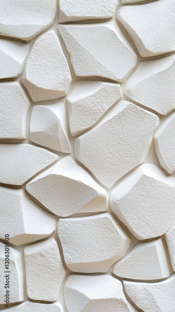 Poster geometric white stone wall facade featuring textured surfaces and angular block shapes design