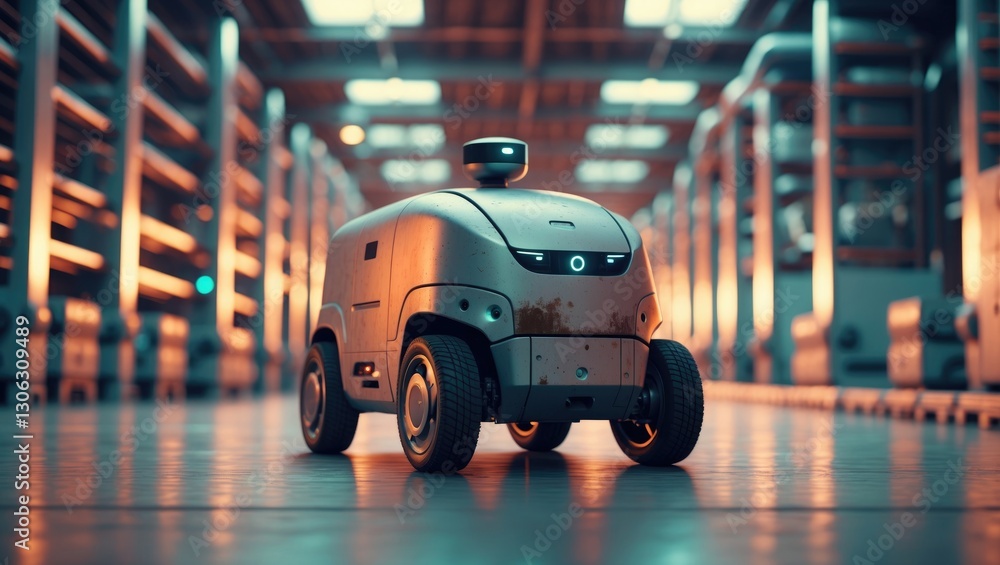 Poster concept of automated guided vehicles for industry 4.0: innovative robotics in smart warehouse techno