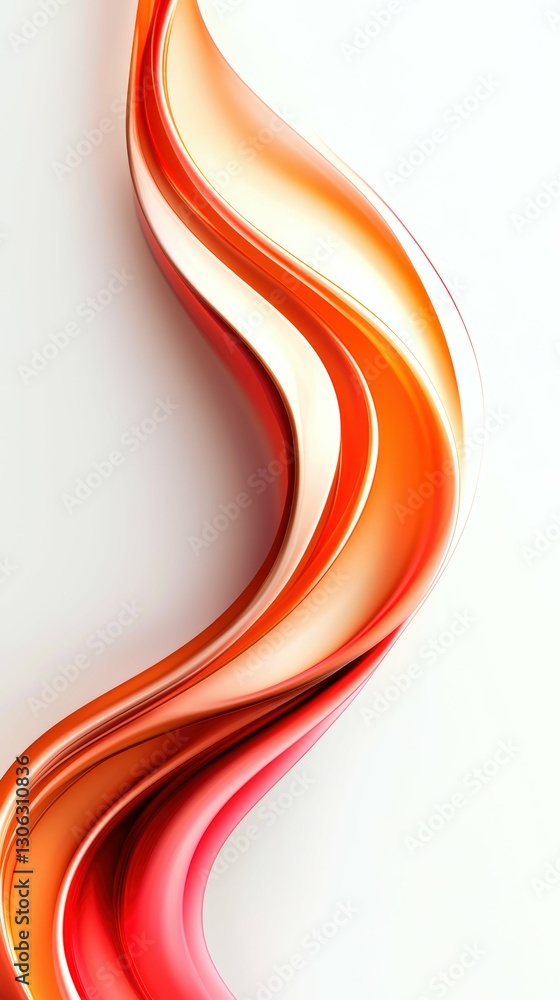 Poster fluid gradient wave in orange and red colors artistic design on plain white background surface