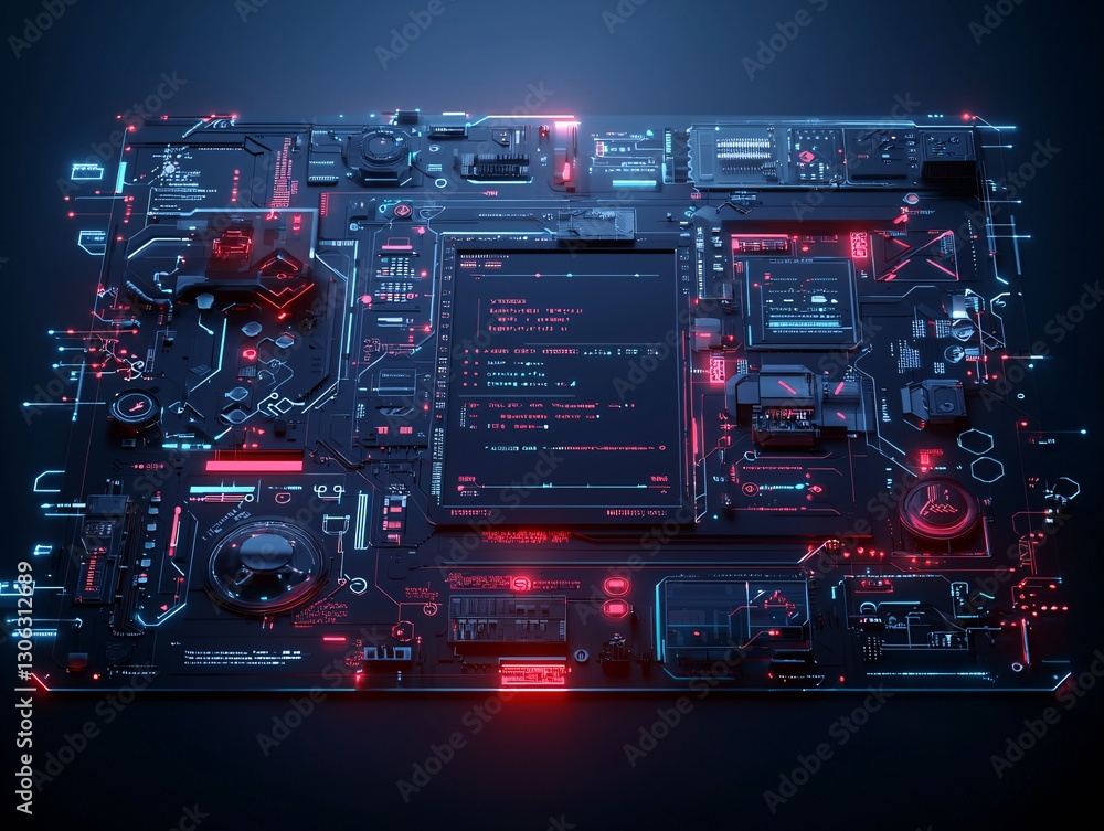 Poster futuristic hologram data patterns, glowing ui interface elements, sleek sci-fi aesthetic, high-tech 