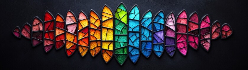 Gothic stained glass patterns, dark medieval elegance, rich jewel tones, intricate leadwork details, dramatic lighting reflections, ultra-HD artistic rendering