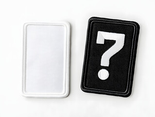 Minimalist Black and White Question Mark Embroidered Patch Mockup