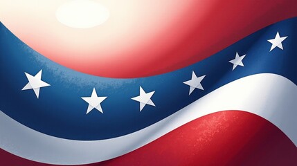 A stock illustration representing Voter participation in red, white, and blue colors, with smooth transitions and metaphors of the American flag for intuitive concept representation.