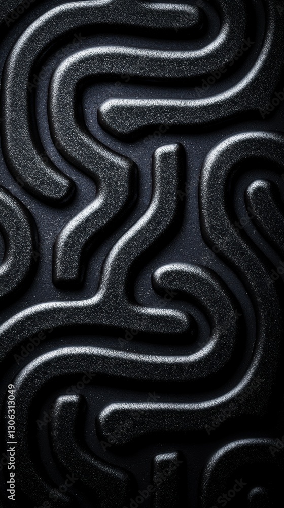Poster dark textured abstract design with intertwined organic maze lines and subtle lighting effects