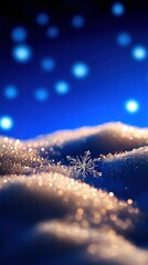 Crystal Snowflake Adorned on Snowdrift Sparkling Under Night Sky Illumination 90 Chars