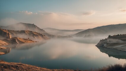A perspective of the volcanic Nar Lake in Cappadocia