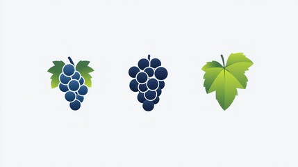 Vector illustration of bunches of grapes and leaves. Possible use for food packaging, education, or presentation