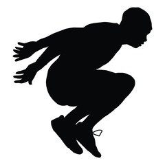 Parkour Athlete Mid-Jump Silhouette, Vector, Icon, Logo, White Background.