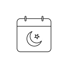 Religious Islamic Calendar Icon. Religious Islamic Calendar Vector Icon in line style design. Religious Islamic Calendar Symbol. Vector illustration.