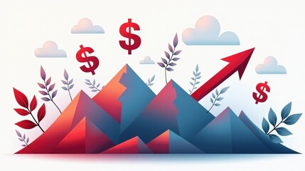 A stock illustration depicting Climate action with Red, white, and blue colors, featuring Blending gradients, Dollar signs