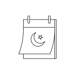Religious Islamic Calendar Icon. Religious Islamic Calendar Vector Icon in line style design. Religious Islamic Calendar Symbol. Vector illustration.