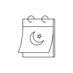 Religious Islamic Calendar Icon. Religious Islamic Calendar Vector Icon in line style design. Religious Islamic Calendar Symbol. Vector illustration.