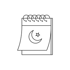 Religious Islamic Calendar Icon. Religious Islamic Calendar Vector Icon in line style design. Religious Islamic Calendar Symbol. Vector illustration.
