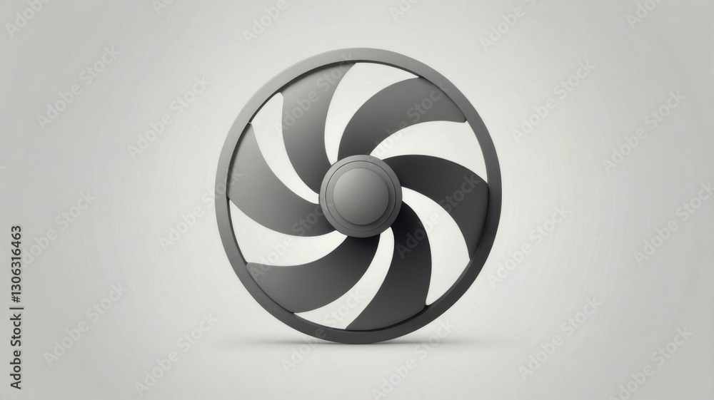 Aufkleber minimalist gray propeller icon on isolated white background rotating mechanical design element with 