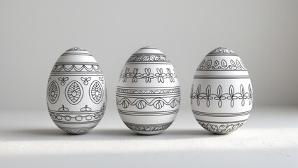 coloring activity sheet for children featuring a trio of Easter eggs.