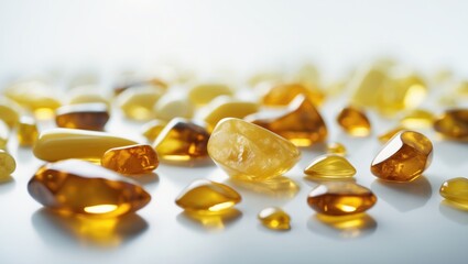 golden amber gems against a light backdrop