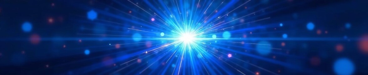 Fototapeta premium Dynamic blue glowing light burst with radial rays, dynamic, vibrant
