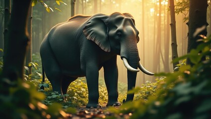 Fototapeta premium Thai elephant roaming in the wilderness
