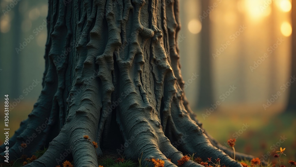 Poster close-up shot of a tree trunk in a natural setting